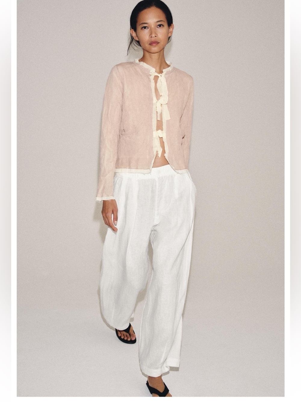 Zara COMBINATION KNIT JACKET WITH BOWS